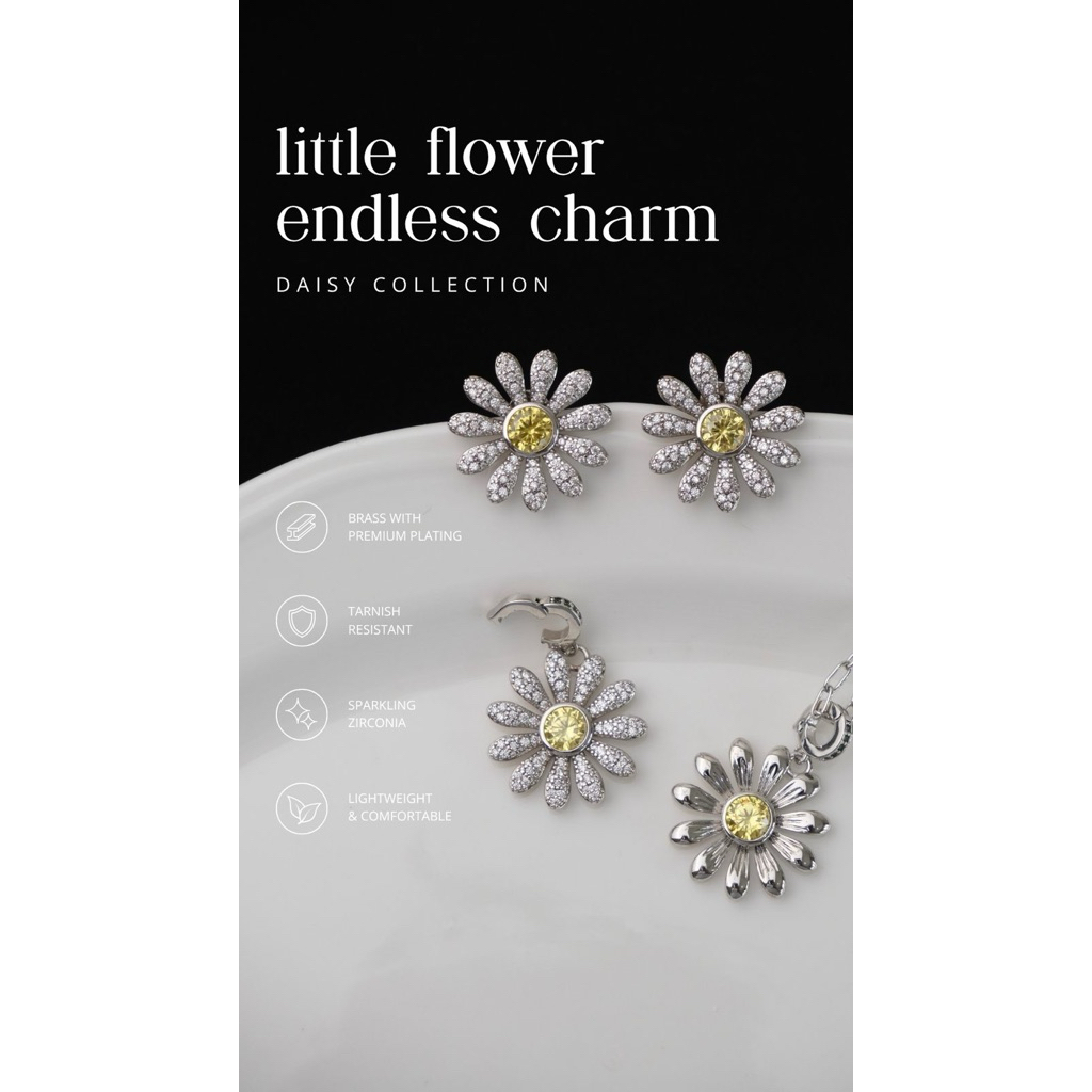 DAISY SILVER NECKLACE / KALUNG SILVER WANITA / GD / G DRAGON STYLE / PENDANT / G-DRAGON SILVER DAISY