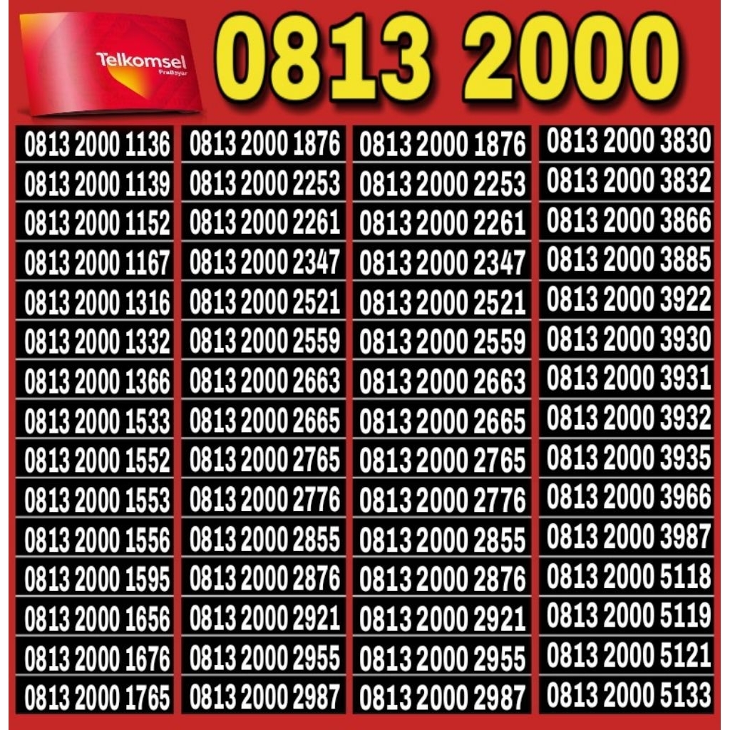 NOMOR CANTIK TELKOMSEL SIMPATI 4G LTE 2000 - O813 2000 11