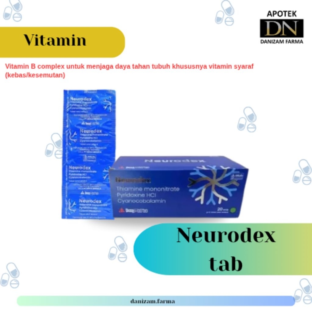 Neurodex Tablet 1 Box Isi 20 Strip – Vitamin B Complex Original untuk Saraf, Kesemutan & Kebas