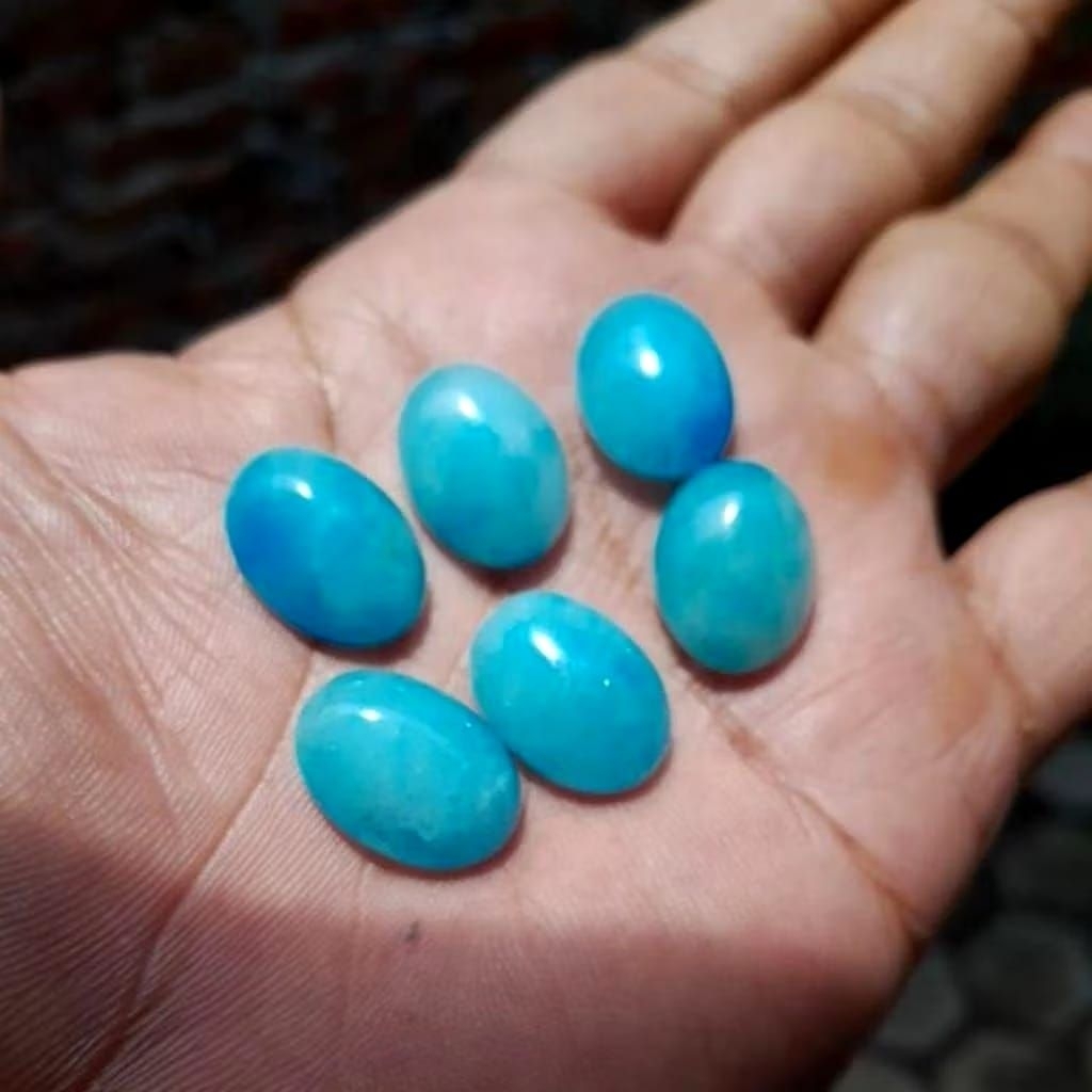 Batu akik natural giok aventurin biru aquamarine