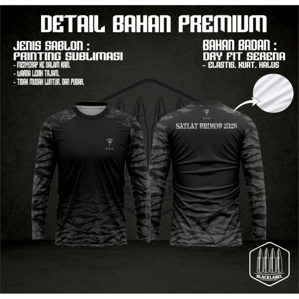 JERSEY SATLAT BRIMOB HITAM L.PANJANG. J-008