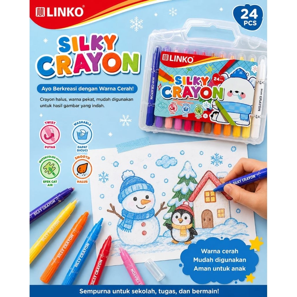 LINKO SILKY CRAYON 24warna // Crayon Silky