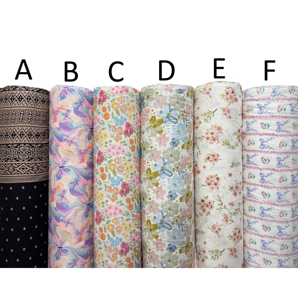 Bahan kain katun rayon viscose premium motif bunga kecil terbaru love pink best seller