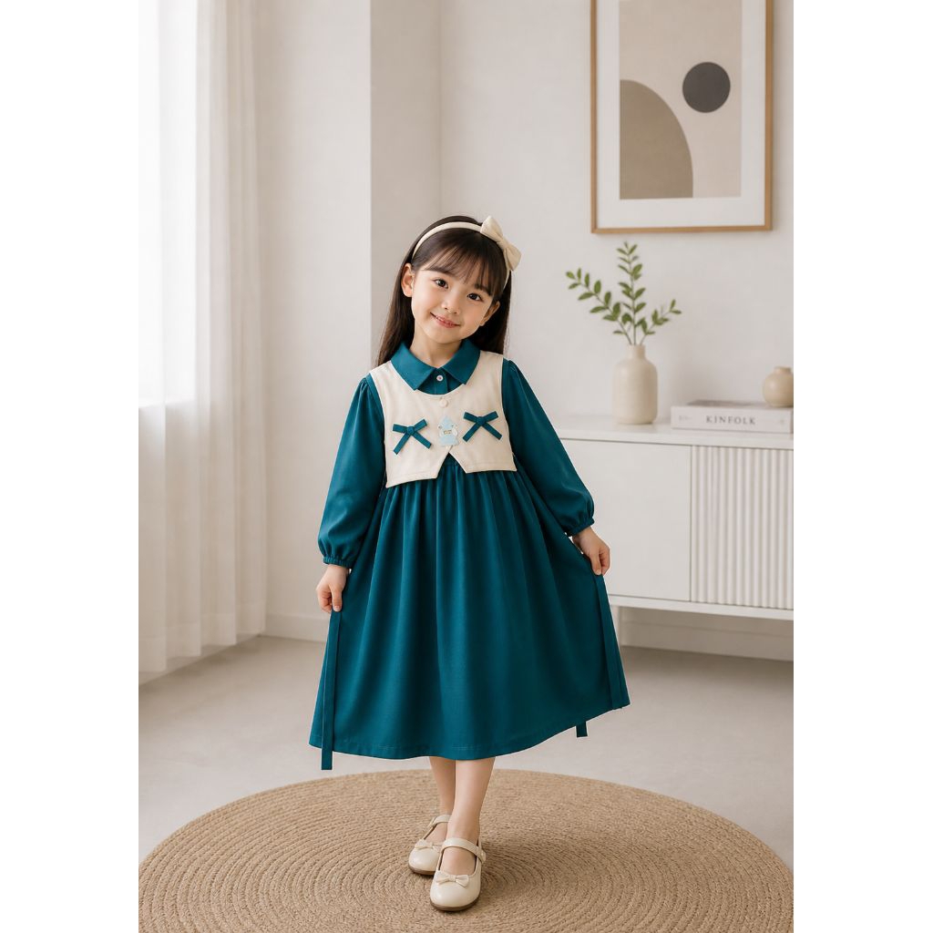 terbaru.gamis.musim .rompi .anak . perempuan,model.simpel,lucu.usia,2-12thn.baju,panjang