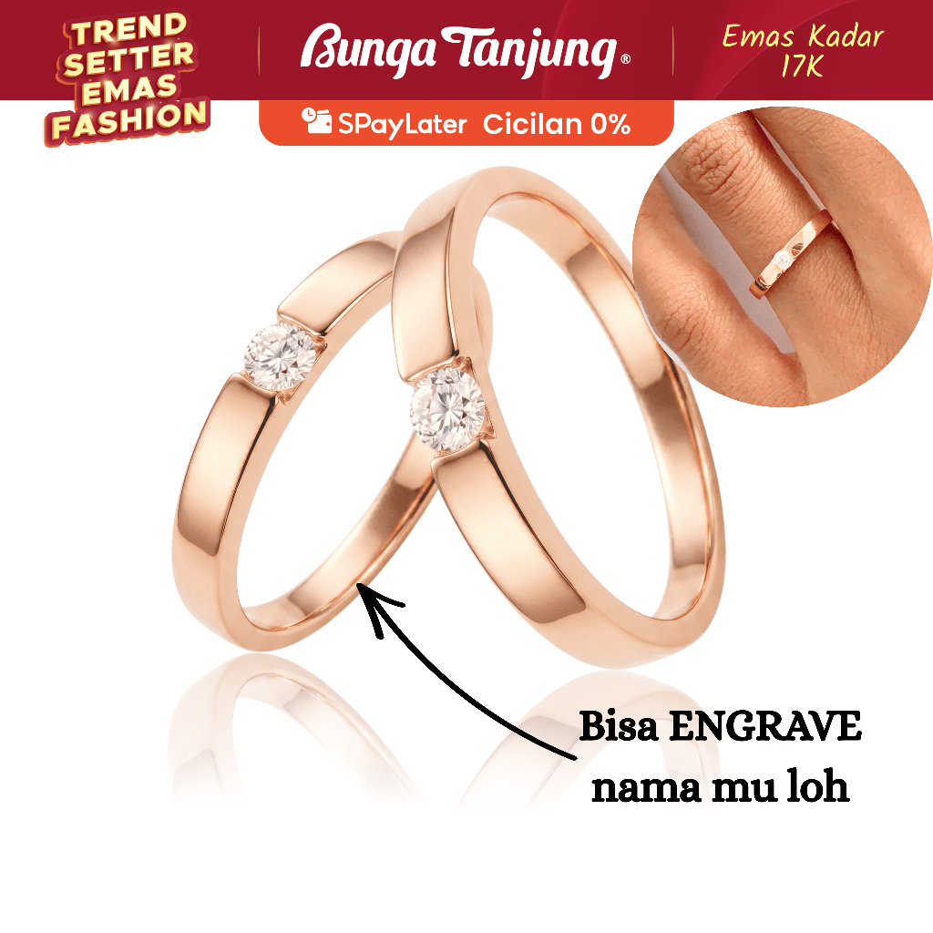 CINCIN NIKAH SABINA WEDDING RING - EMAS 17K - BUNGA TANJUNG GOLD