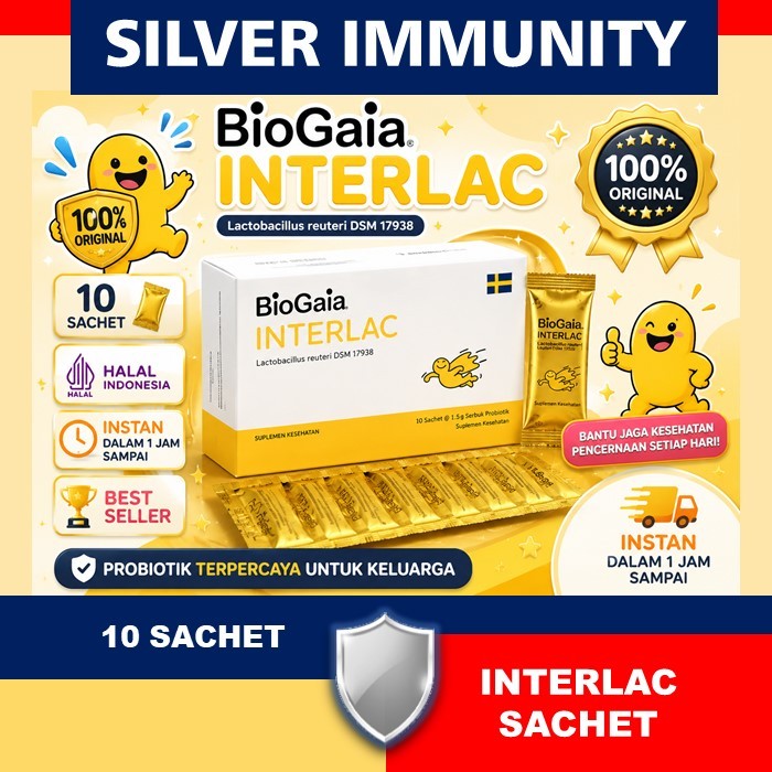 INTERLAC BIOGAIA ORIGINAL 10 SACHET | PROBIOTIK ANAK BAYI & DEWASA | HALAL | MENJAGA KESEHATAN SALUR