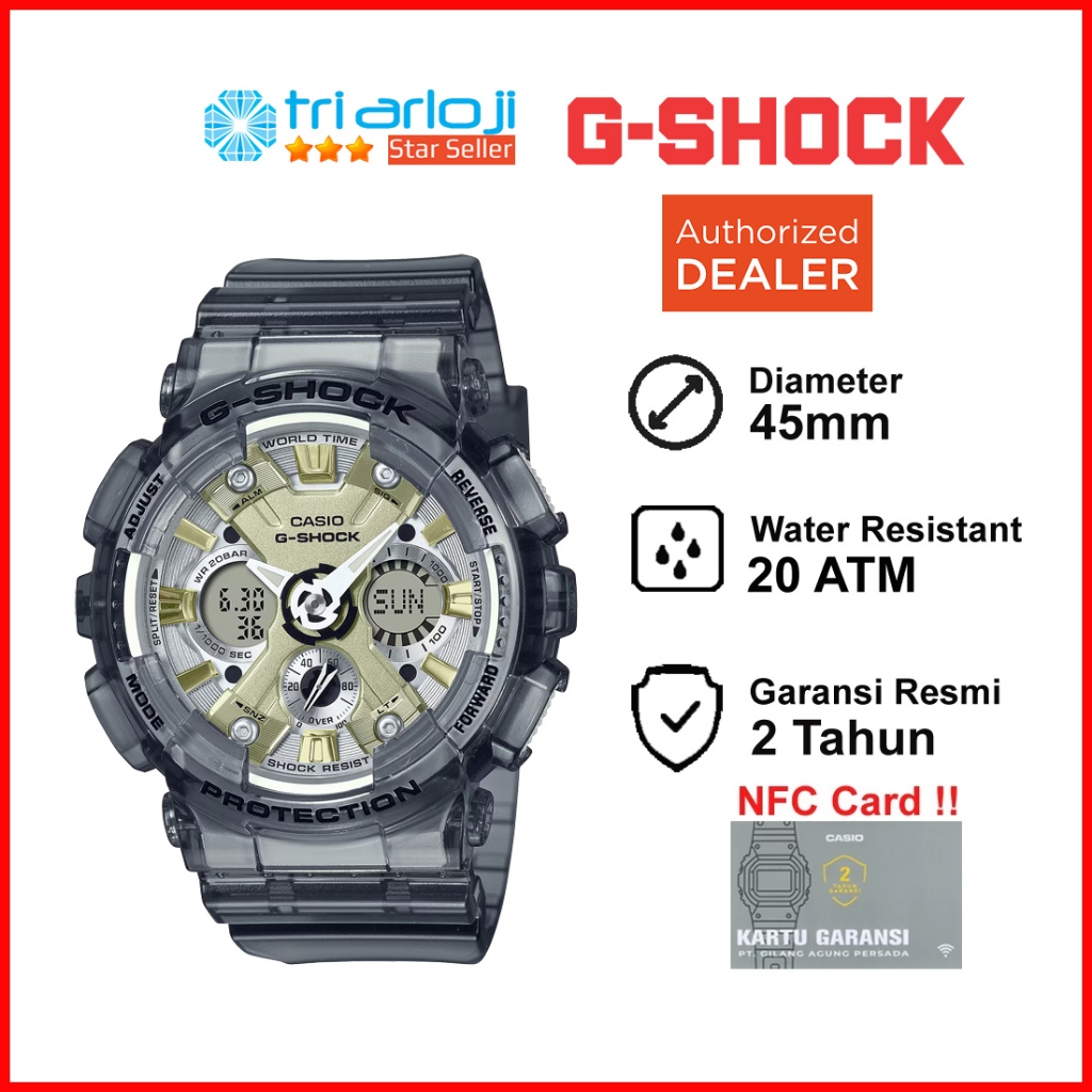 Casio G-SHOCK GMA-S120GS-8ADR Jam Tangan Unisex Transparan Hitam GSHOCK GMA-S120GS-8A GMAS120GS GMA 