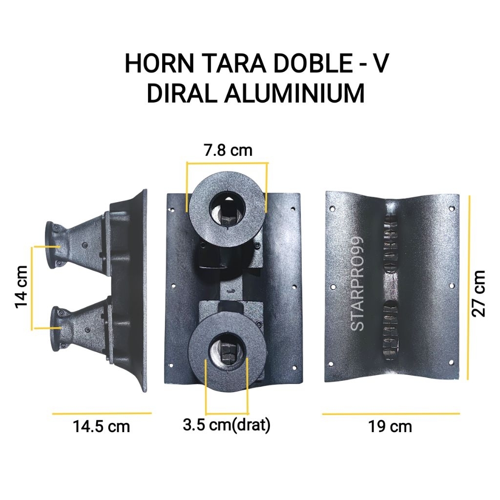 Horn Tweeter Line array Tarra Doble Untuk midle 10 inch, UK 18 x 27 , tinggi 16 cm , multi drat baut