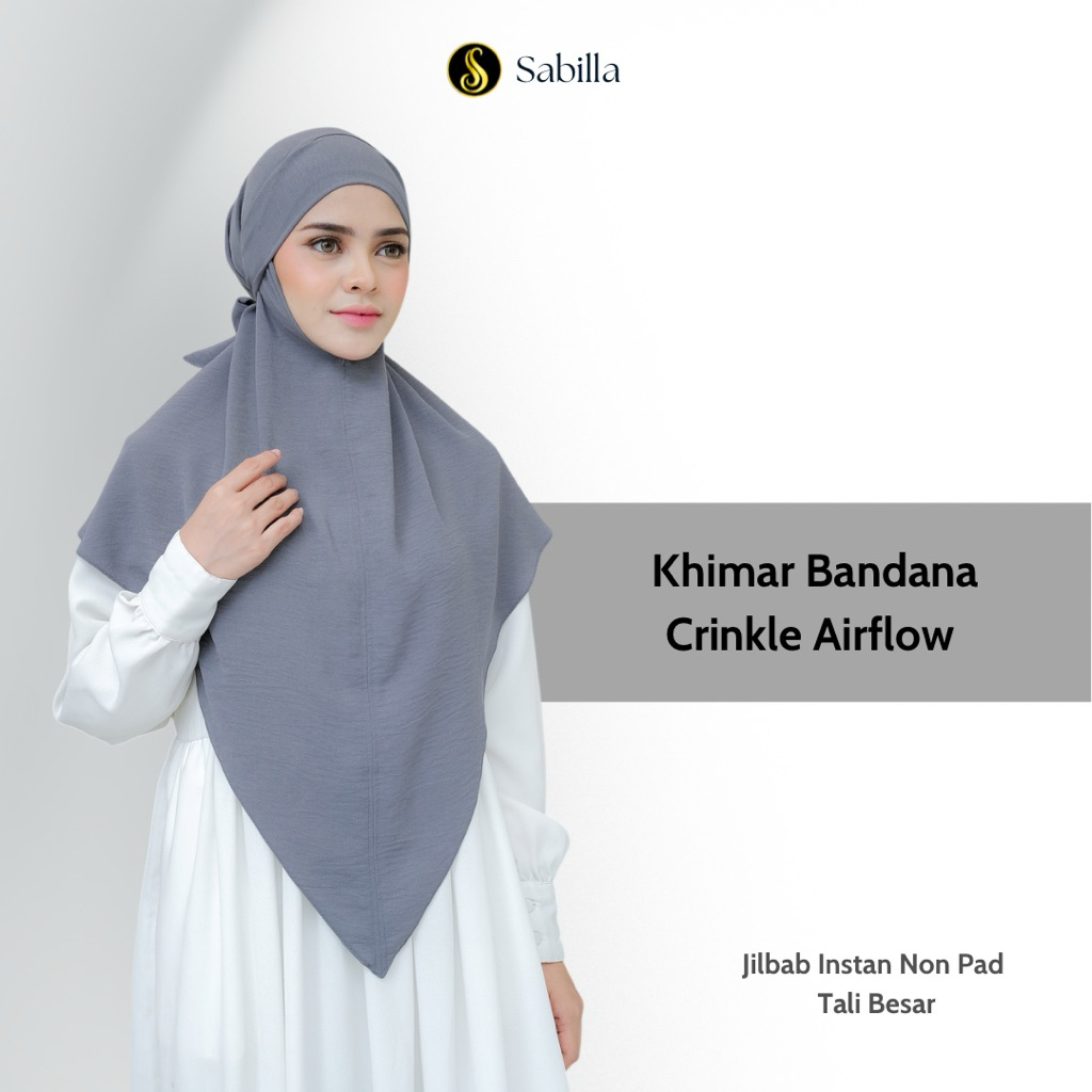 Khiban Khimar Bandana Syari XL Umroh - Jilbab Crinkle Airflow Premium Non Pad - Sabilla Strore