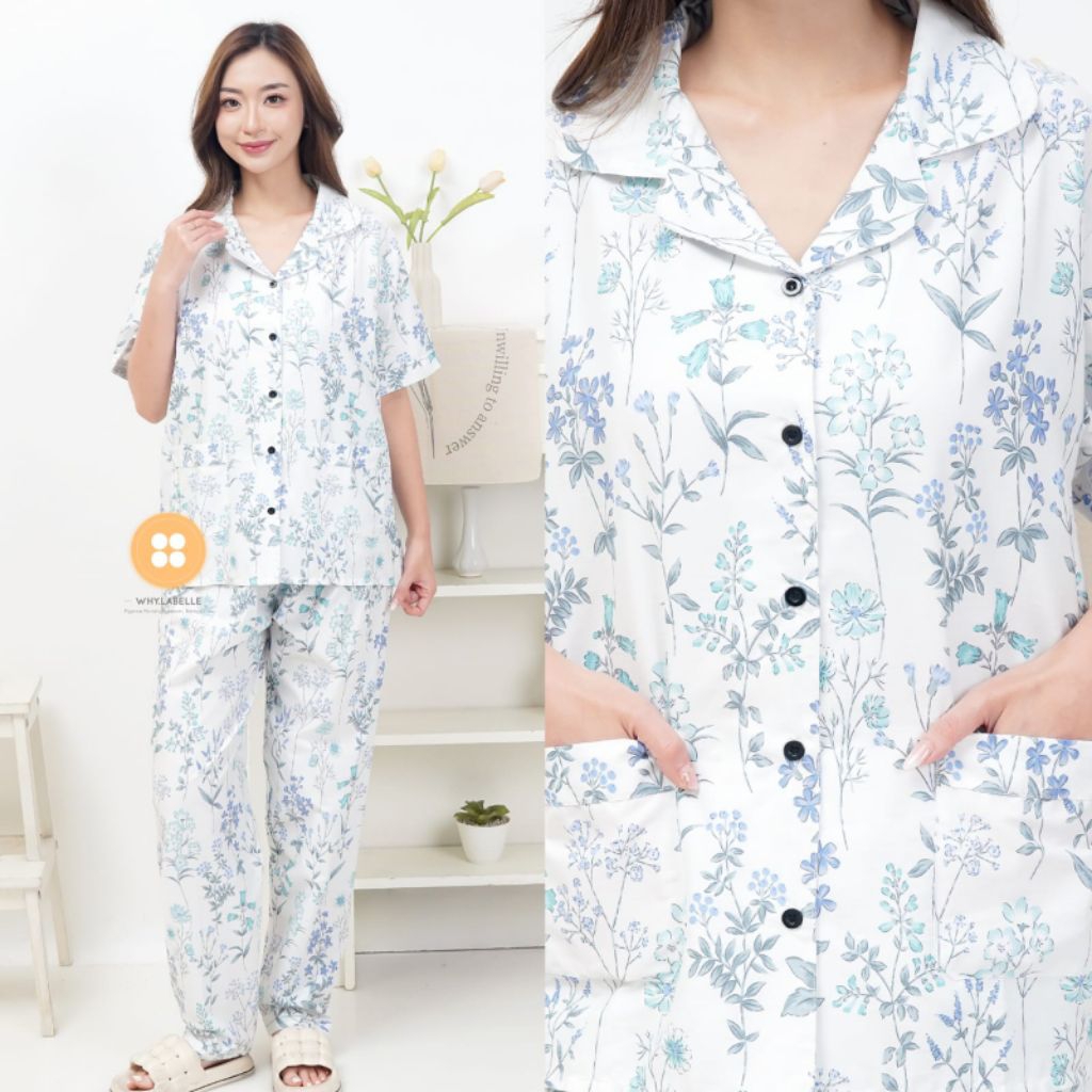 WHY.LABELLE baju tidur piyama katun Jepang Murni motif AGNES