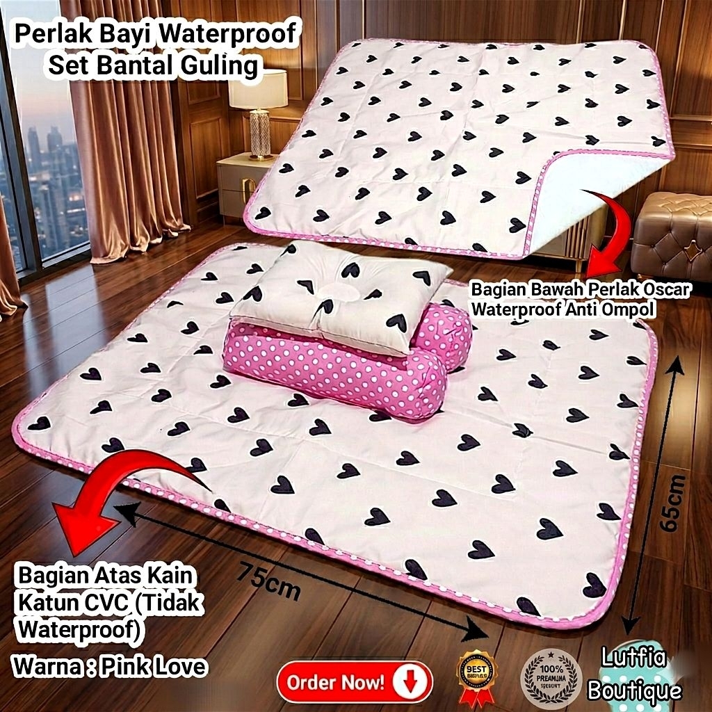 Set Perlak Bayi Waterproof / Set Perlak Bayi Lengkap Bantal Guling Waterproof / Pelak Bayi Set Banta