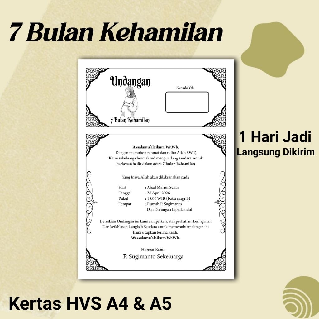 Undangan 7 Bulan Kehamilan Termurah Langsung Jadi