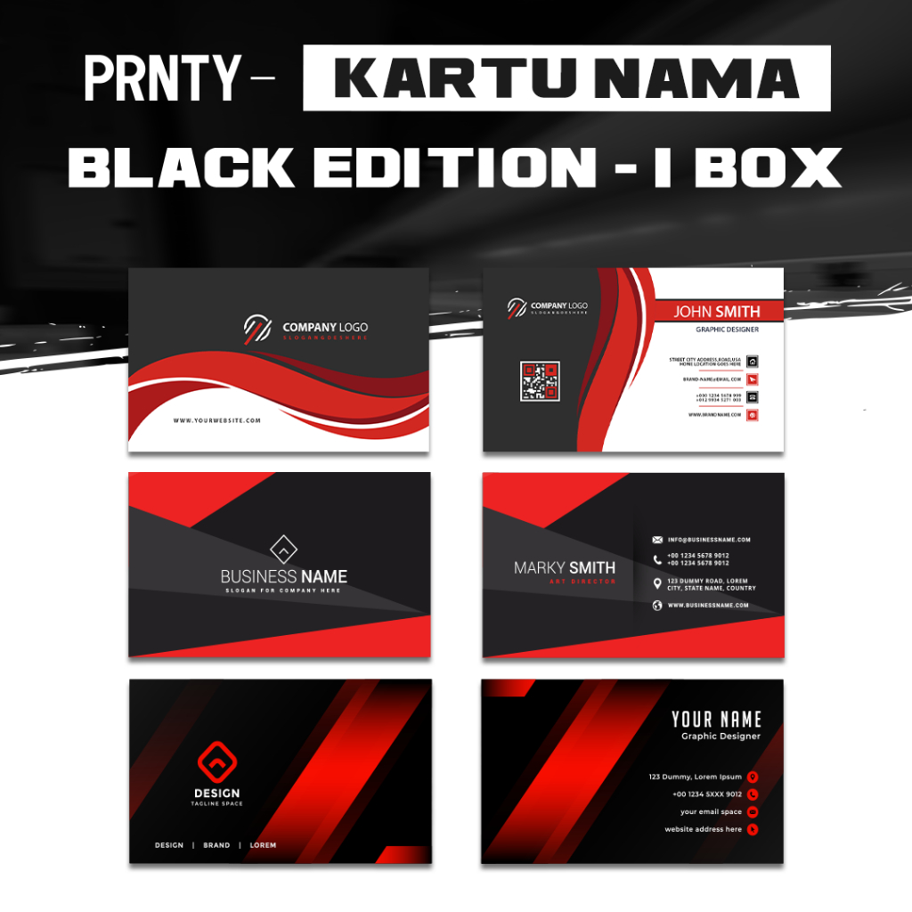 PRNTY Cetak Kartu Nama Merah Bold Business Card Custom 1 Box 100 Pcs Gratis Desain Toko Usaha Kuline