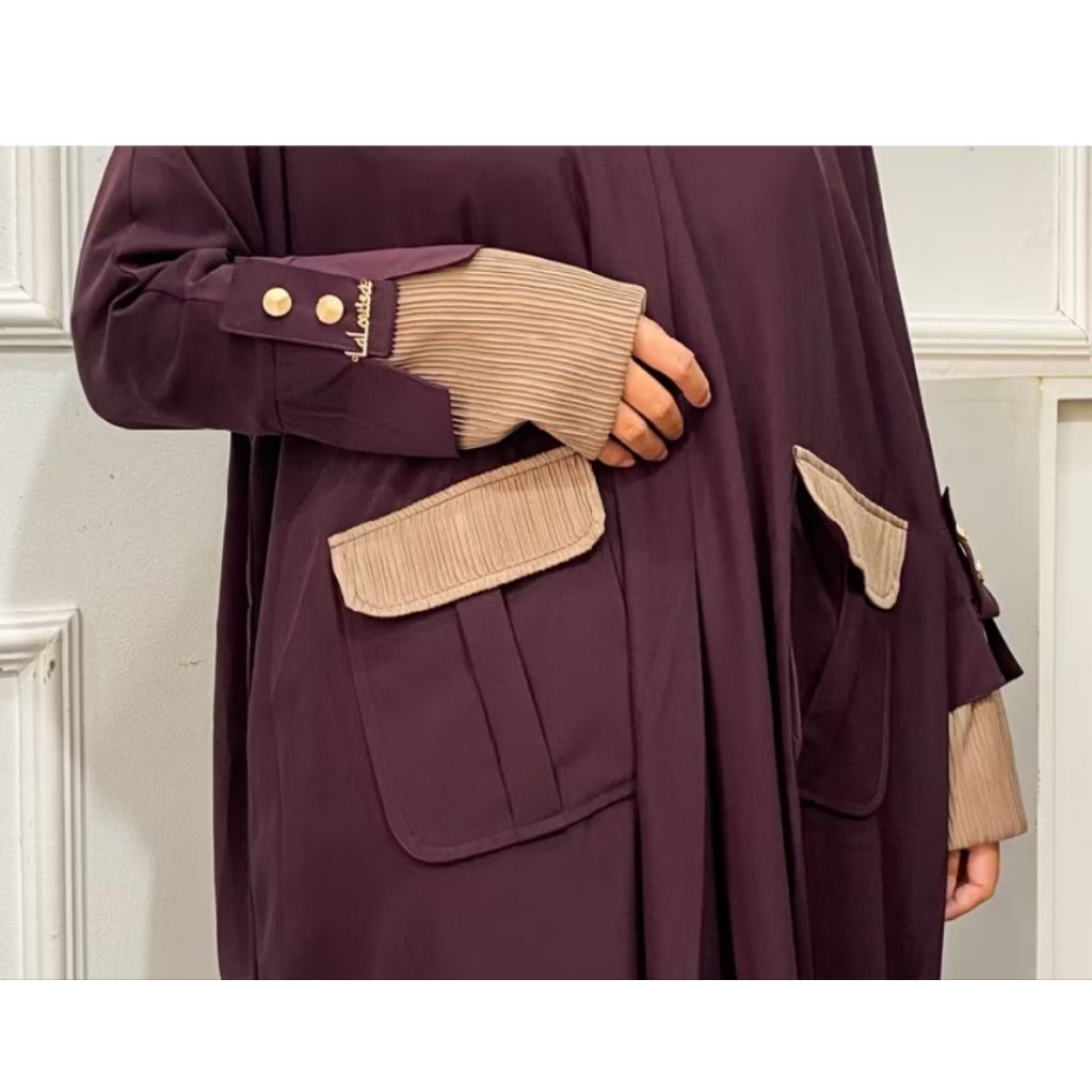 lalouisa Eliza abaya mix knit abaya kajian ataupun umroh preloved