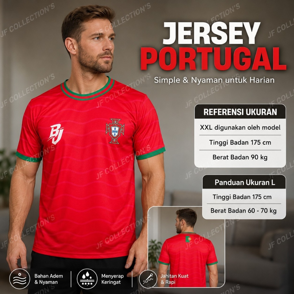 JF Collection's | Atasan Bola | Piala Dunia | Dewasa  | L & XXL | Portugal