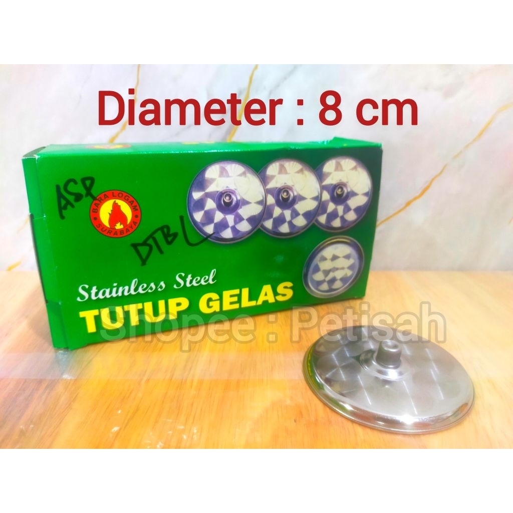 Tutup Gelas Stainless Steel 8 cm / Tutup Gelas Kecil / Cover Glass Stainless Steel / Penutup Gelas 8