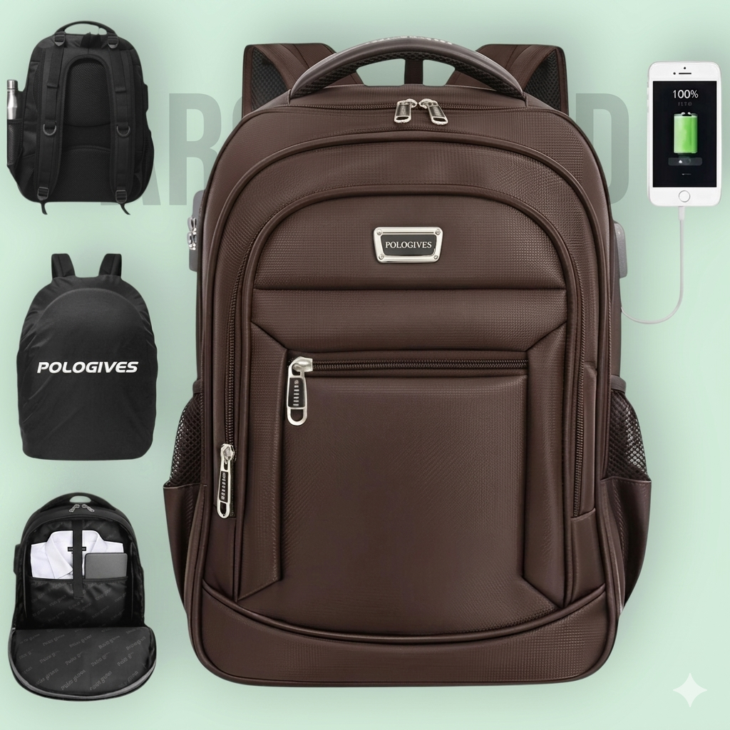 Tas Polo Gives 16 inc Backpack Tas Kerja Tas sekolah Kunci Usb Port POLO Import