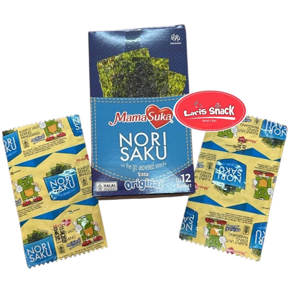 Mama Suka Nori Saku Box Original Rumput Laut Mamasuka (Isi 12 Bks)