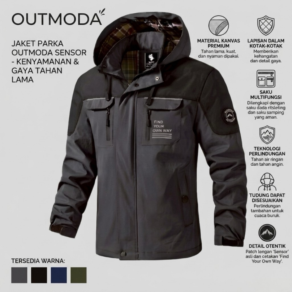 Jaket Parka Pat Pria Kanvas Premium - Jaket Gunung Outdoor Tebal Furing Quilting Dakron - Parka Casu