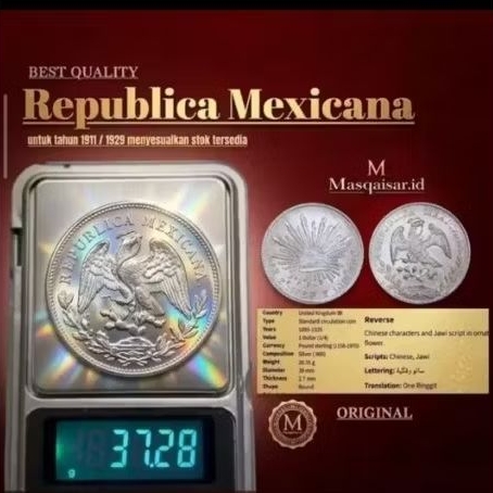 KOIN PERAK REPUBLIK MEXICANA TAHUN 1889 BEST QUALITY