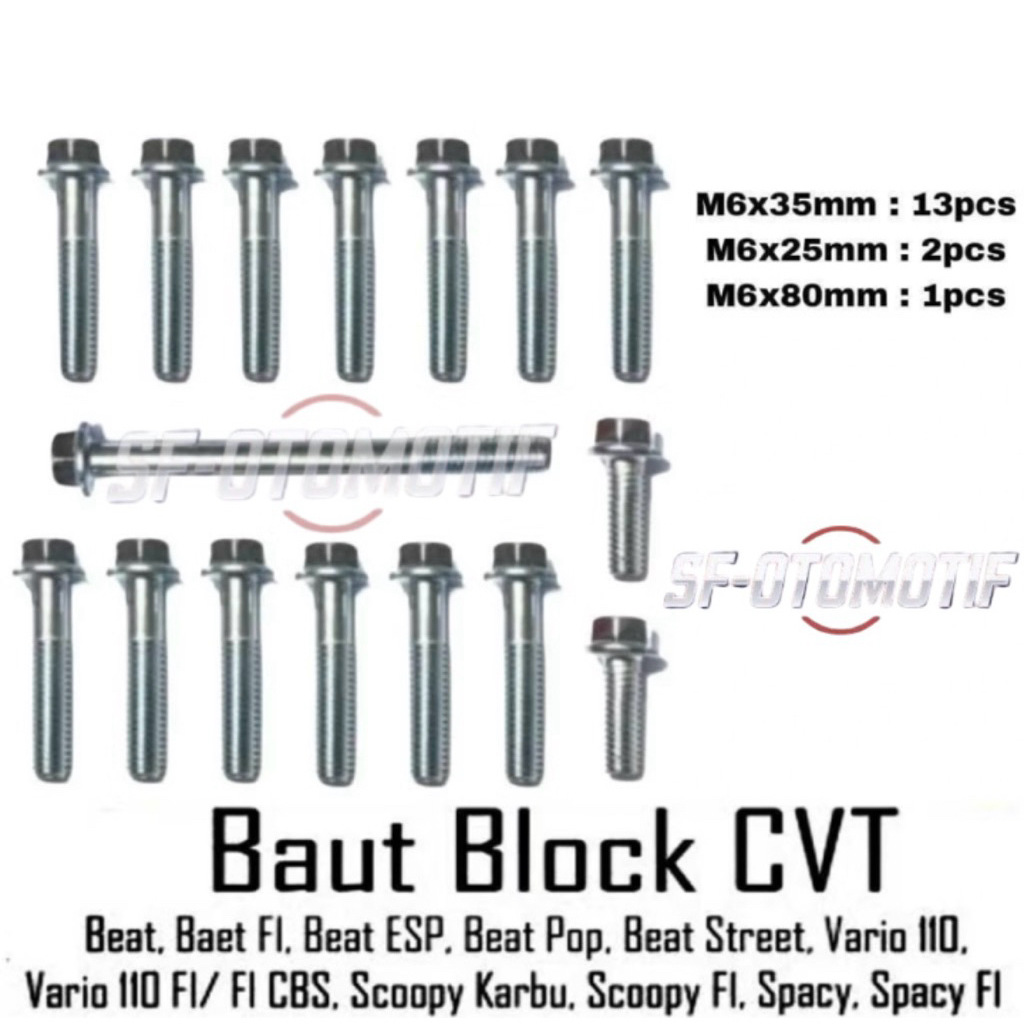 Baut CVT Beat Karbu Full Set / Baut Cover CVT Beat Karburator Full Set / Baut CVT Beat Karbu Fullset