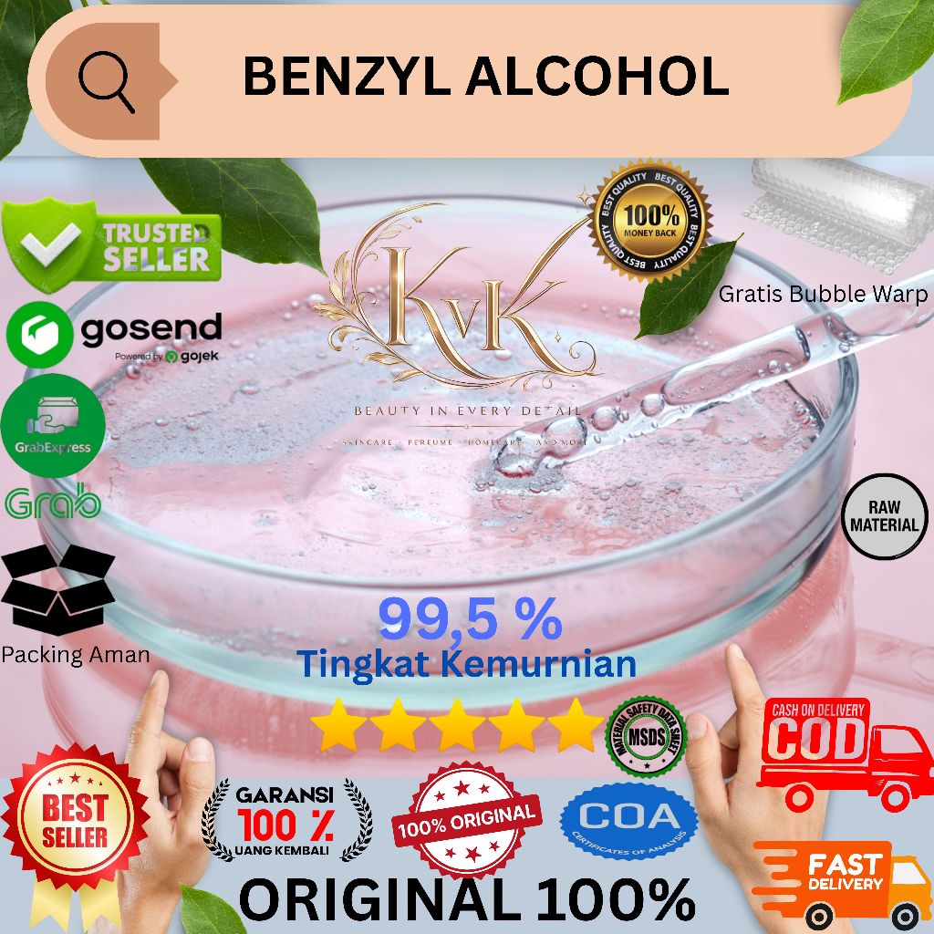 Benzyl Alcohol Cosmetic Grade 50 Ml - Bensil Alkohol INCI Benzyl Alcohol Pengawet Pelarut Murni 99%
