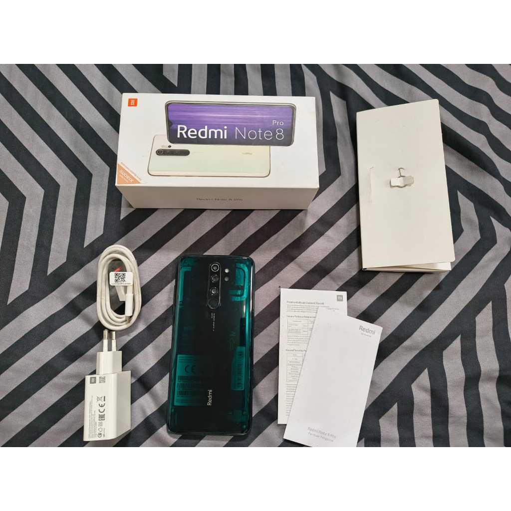 Redmi note 8 pro 6/128 green transparent second ex garansi resmi