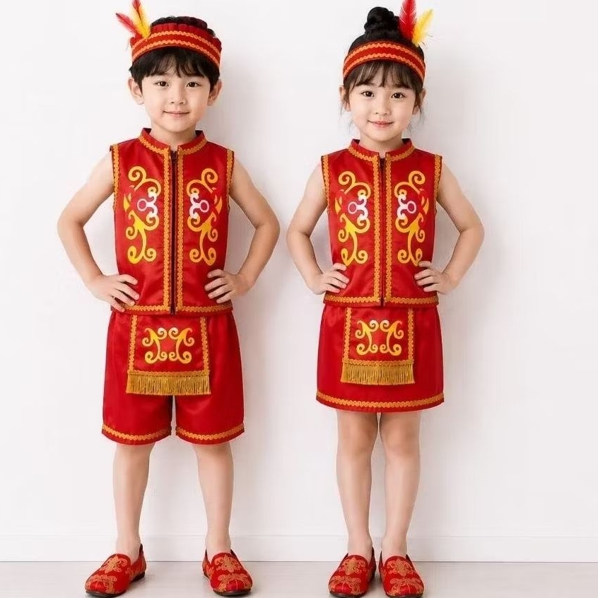 baju adat kalimantan/baju dayak anak/baju adat dayak kalimantan/kostum etnik adat kalimantan