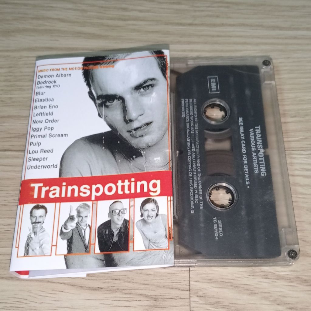 Kaset OST Trainspotting - Blur, Damon Albarn, Iggy Pop, Pulp, Lou Reed, dkk (COVER REPRO ISI ORI)