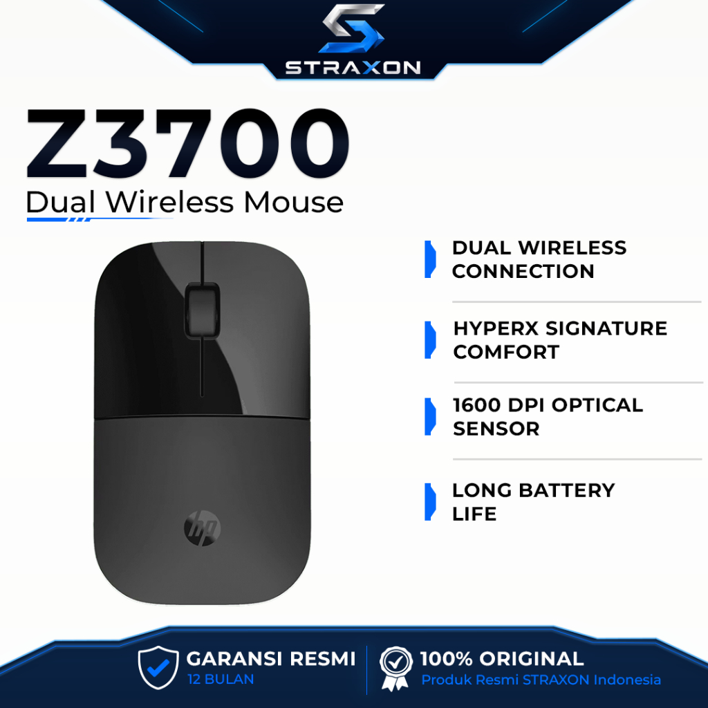 Mouse Dual HP Z3700 Black / Sliver Wireless Up to 1600 DPI Bluetooth Windows 11 Windows 10 macOS Chr
