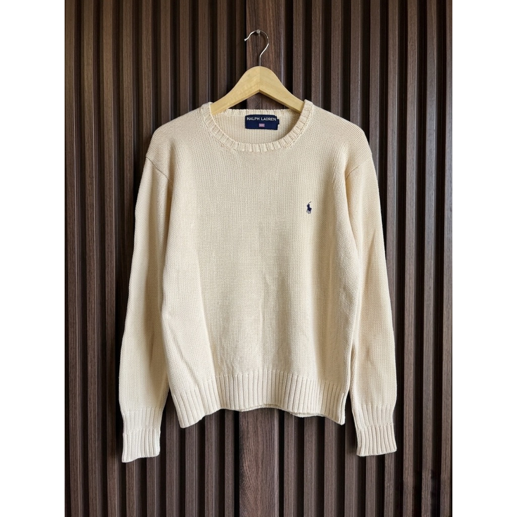 Sweater Polo Ralph Lauren Sport Cream Knitwear Rajut Pria