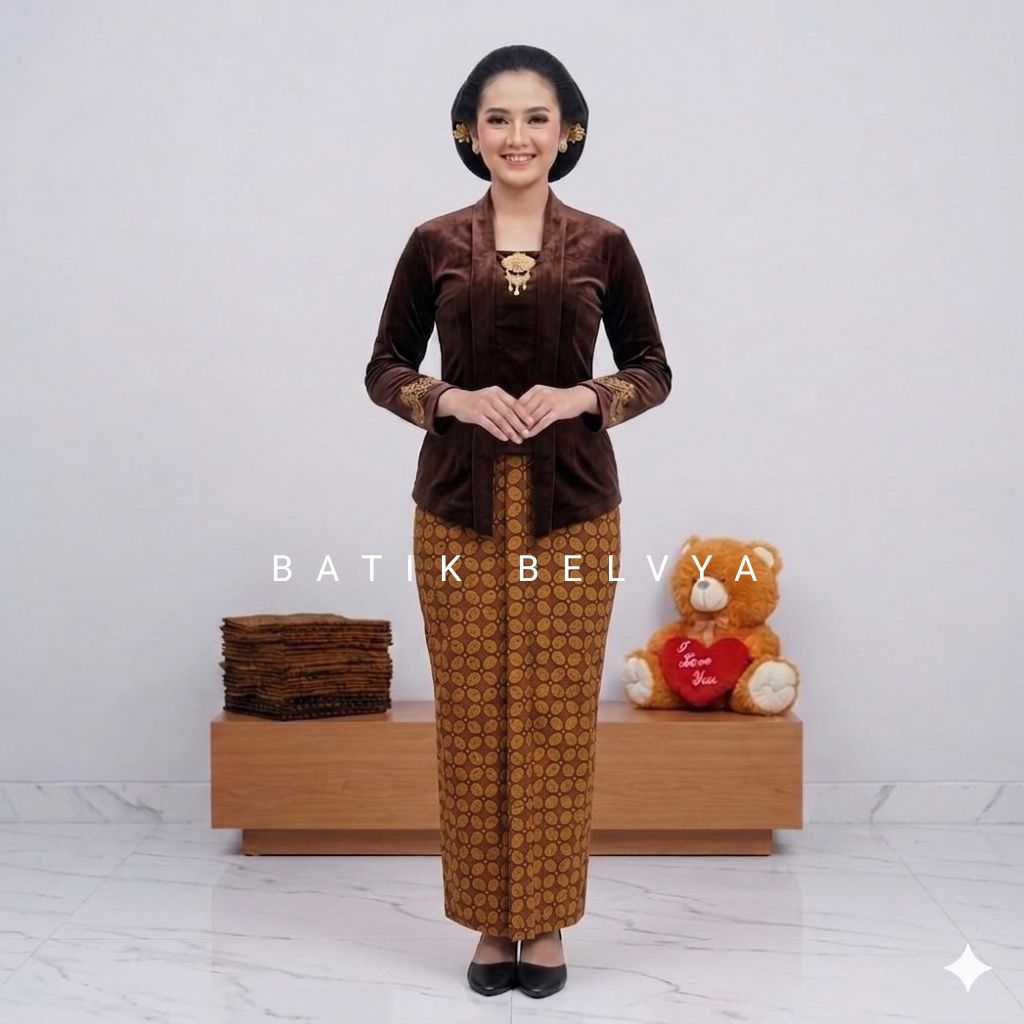Rok Wiru Batik Motif Kawung Besar kain asli sragen sogan lawasan Batik Belvya rok batik instan kerut