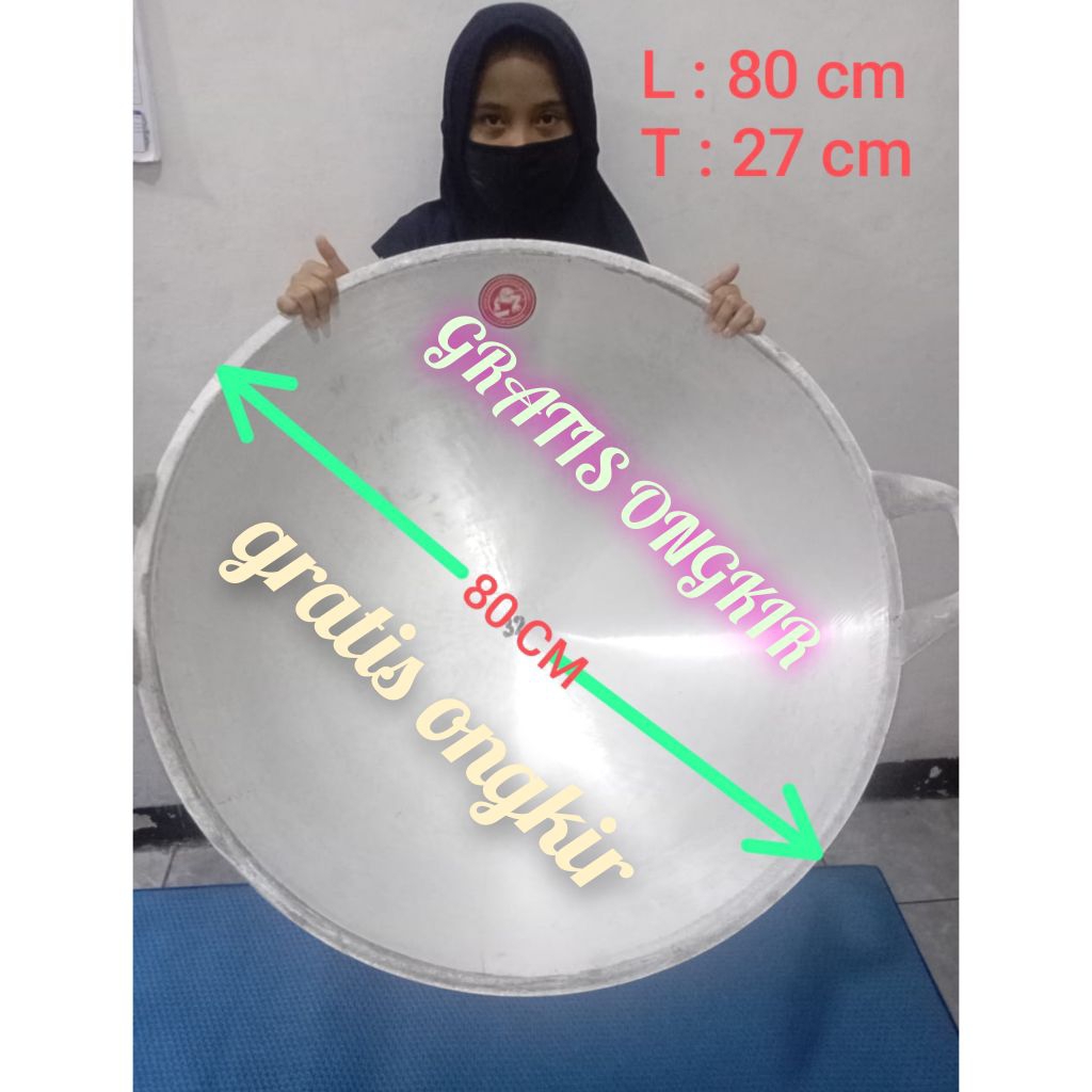Wajan kuali penggorengan jumbo besar termurah alumunium no.32 (80cm)
