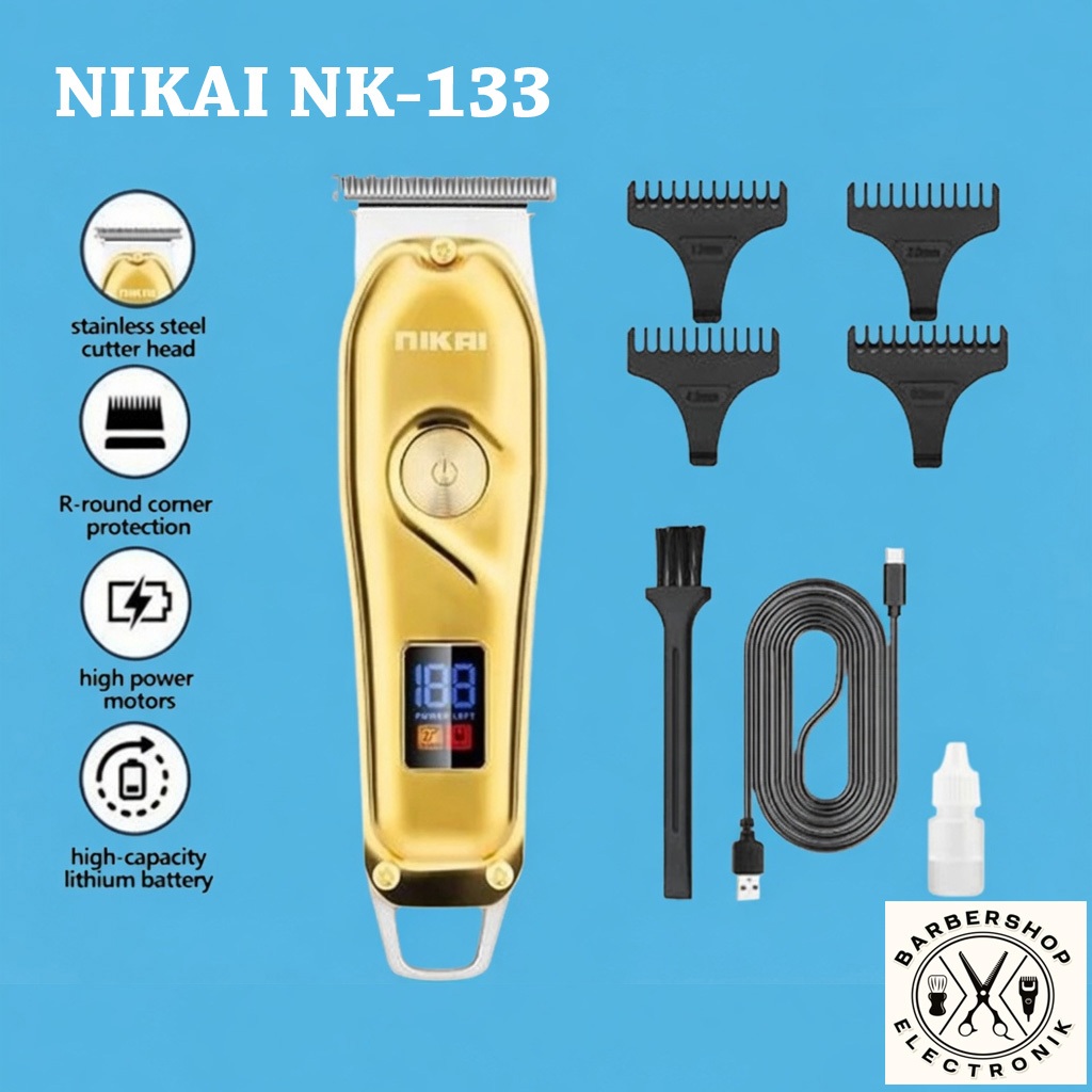 NIKAI NK133 Trimmer Profesional Mesin Cukur Rambut Rechargeable LCD Display