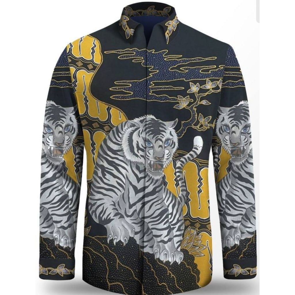 kain batik tulis pria bahan katun motif harimau batik tulis lukis 3 dimensi