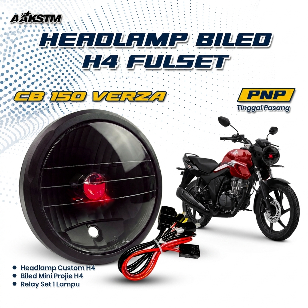 Headlamp Biled H4 Fullset Cb 150 Verza Lampu LED Depan Motor Plug & Play Relay Tinggal Pasang