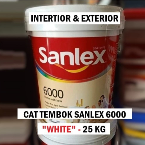 Cat Tembok Sanlex 6000 White 25 Kg - Cat Interior Putih Pail Besar / Sanlex 6000 Putih 25kg Daya Tut