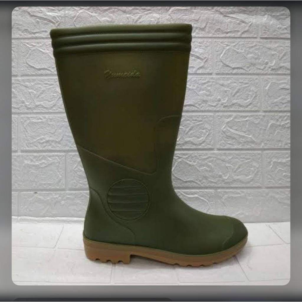 Sepatu Boots Pria Karet Tinggi Anti Air Ando Hijau - PVC Lentur, Anti Slip, Nyaman Dipakai