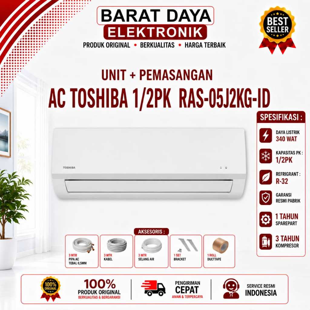 AC TOSHIBA 05 PK LOW WATT RAS05J2AGID 1/2PK 340 Watt GRATIS PEMASANGAN AREA TANGERANG