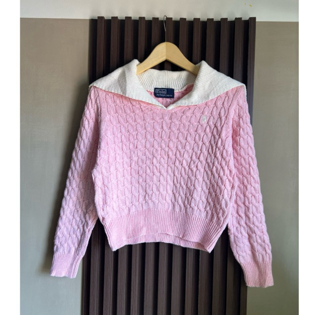 Sweater Rajut Kepang Polo Ralph Lauren Sailor Collar Knit