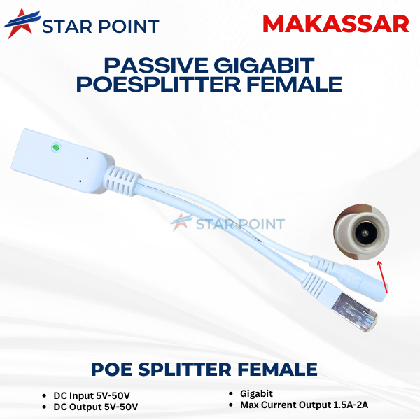 Passive Gigabit POE Splitter Female|Gigabit POE Injector Cewek