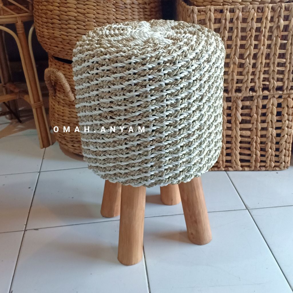 Stool Seagrass | Kursi Anyam Seagrass Pandan Laut | Stool bulat Anyam Seagrass
