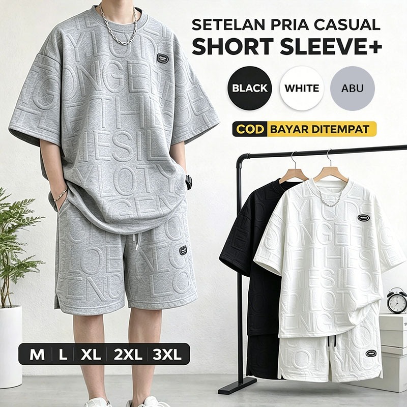 Baju Set Pria Distro Baju Setelan Pria kekinian Korea Kaos Oversize Pria cowok Kaos Set outfit Pria