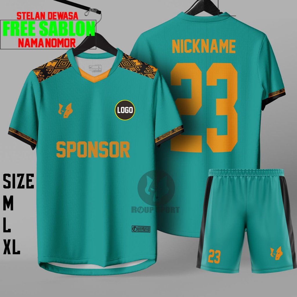 JERSEY BAJU BOLA 18 PCS GRATIS SABLON NAMA NOMOR PUNGGUNG PRIA WANITA DEWASA SET BAJU CELANA