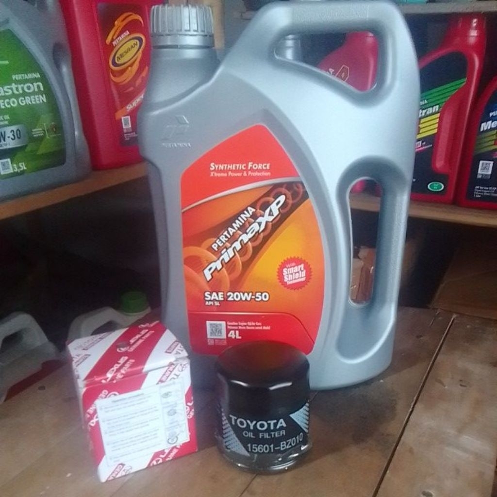 PAKET BUNDLING OLI PERTAMINA PRIMA XP SAE 20W-50 4Liter + FILTER OLI AVANZA/AYLA/SIGRA/SIRION/RUSH/T