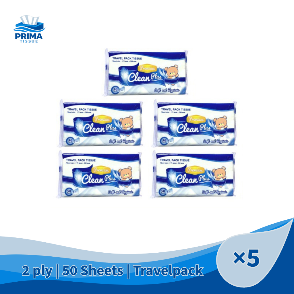 Clean Plus Beruang Travelpack 50 Sheets Bundle 5 Pack