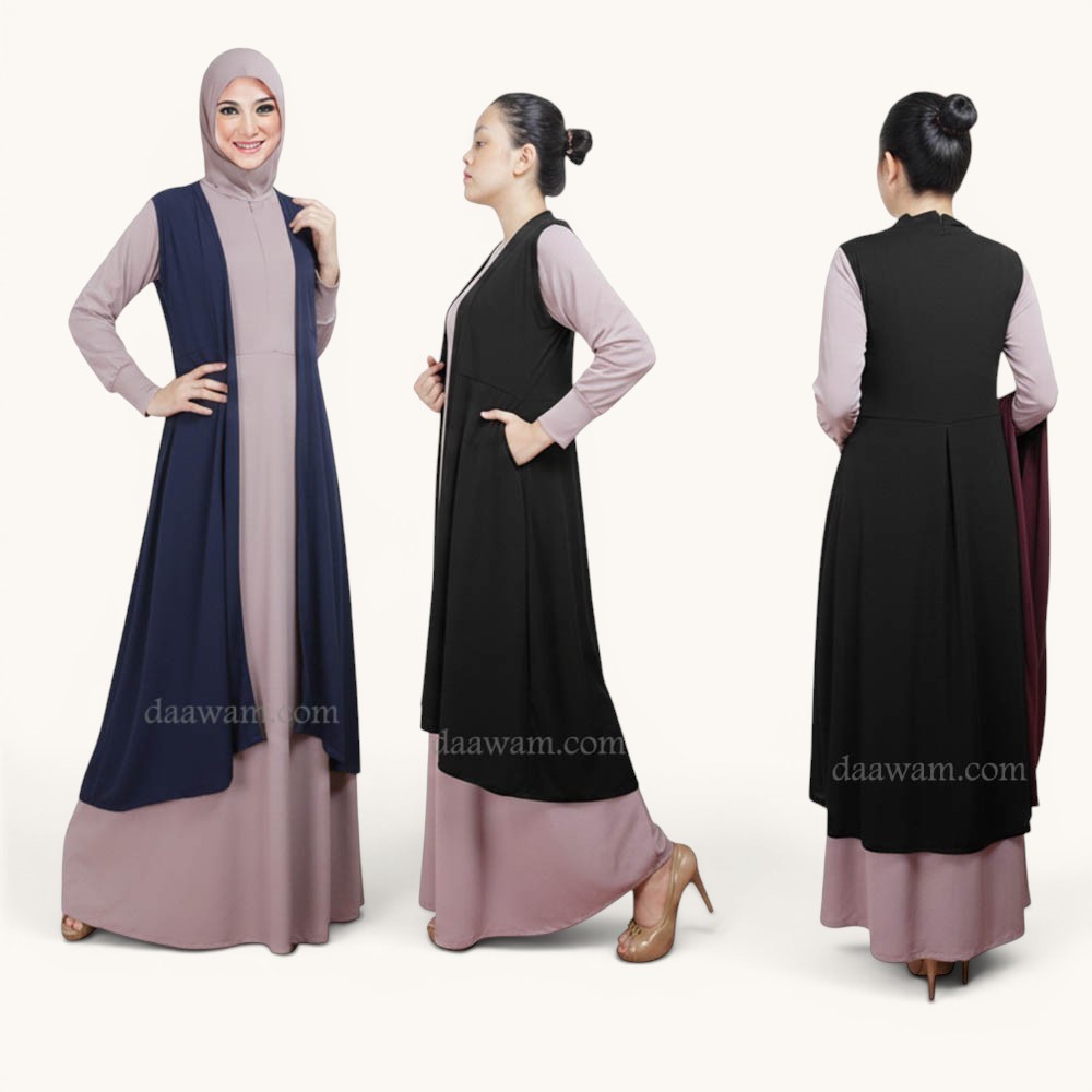 Daawam Rompi Blazer Muslimah Outer Tanpa Lengan Spesialis Bahan Jersey Nyaman Dipakai Paduan Gamis
