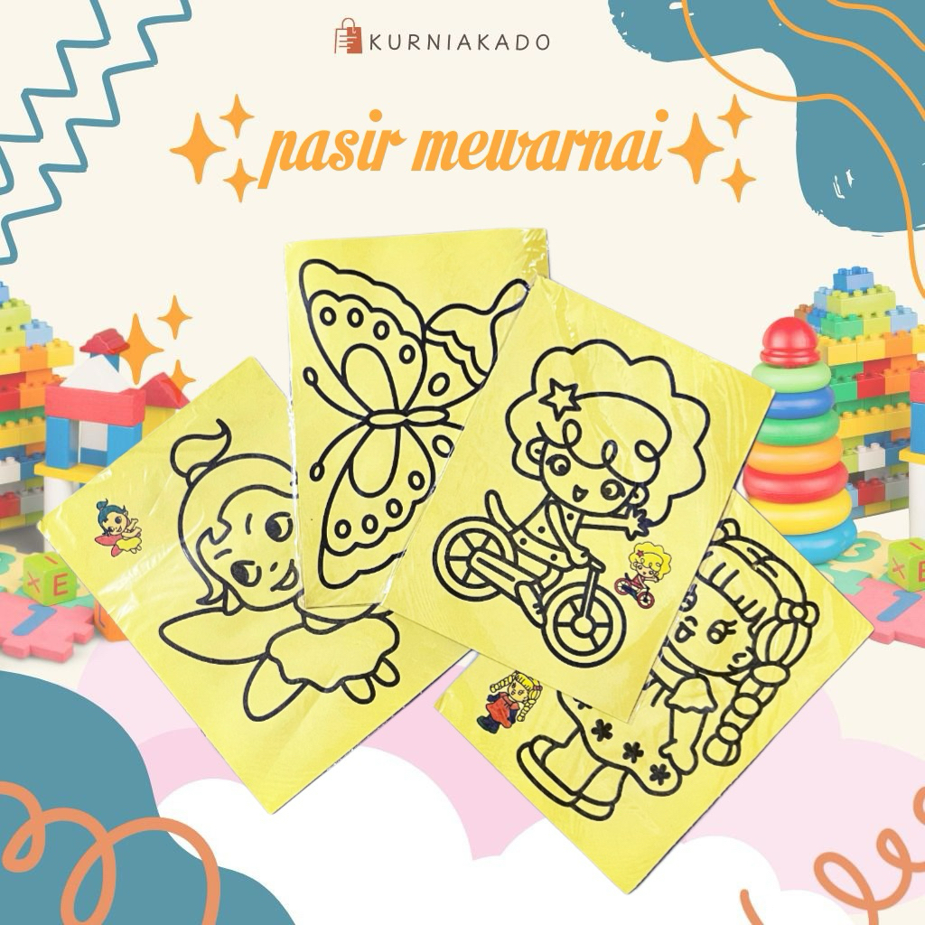 Kertas mewarnai per pcs melukis pasir ukuran sedang mainan mewarnai pasir pasiran edukasi anak kerta