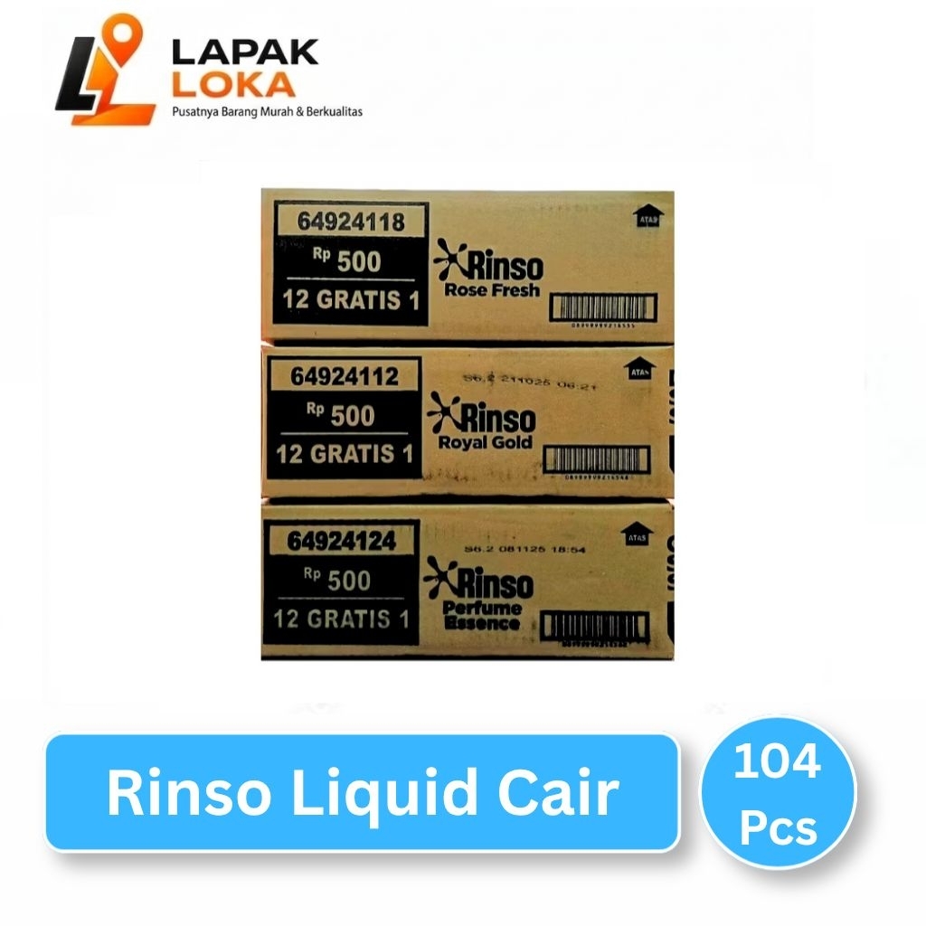 Rinso Liquid Sachet 1 Dus (Isi 96+8 Sachet) - Deterjen Cair Rp 500