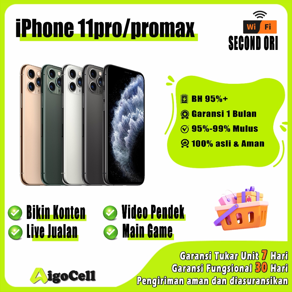 iPhone 11 Pro / Pro Max 256GB Second Original 100% INTER Fullset Mulus Like New/game/Kreasi Konten/w